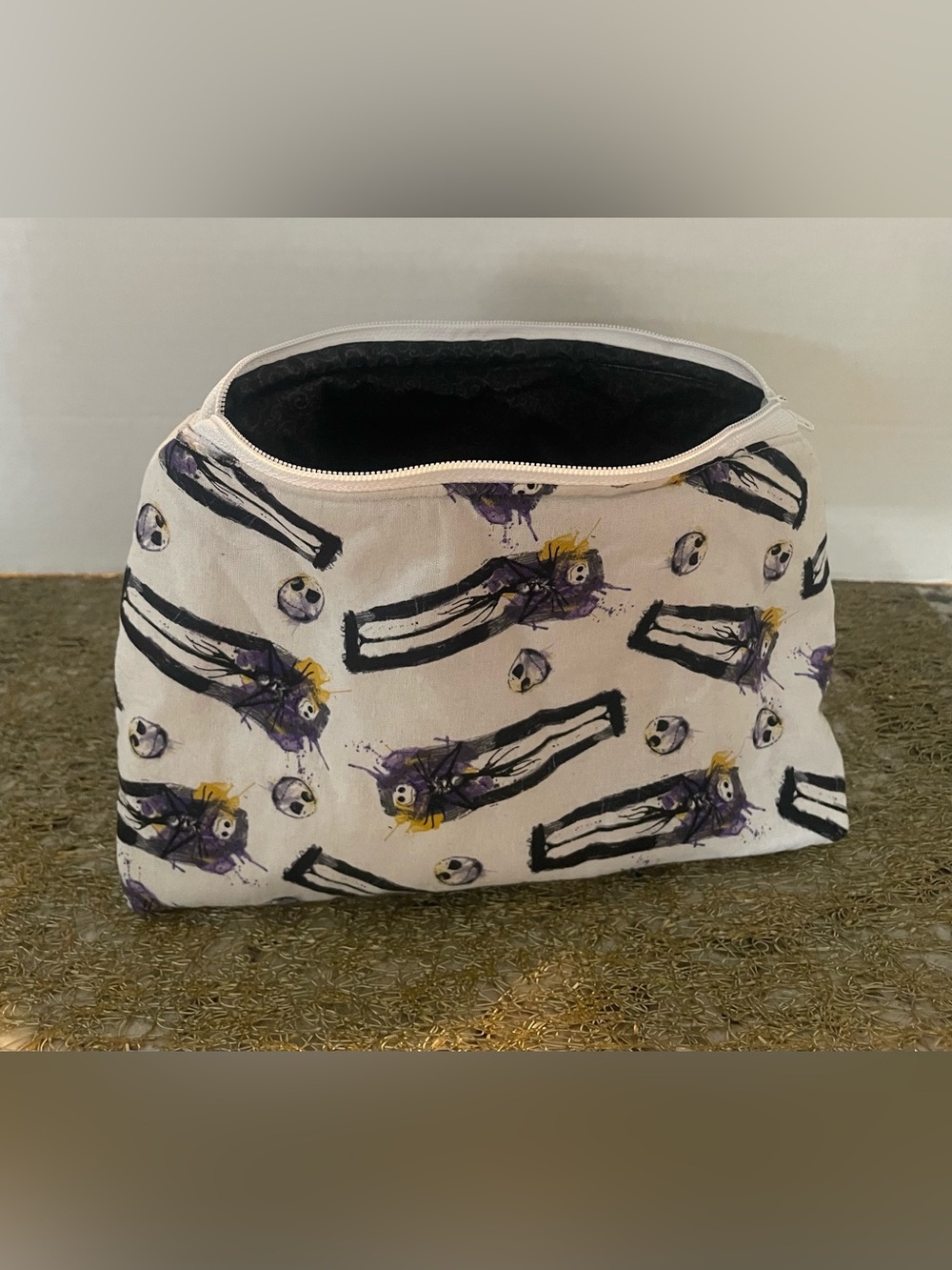 Nightmare Before Christmas Jack Skellington Coffin Zip Pouch EUC